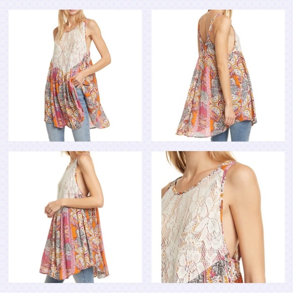 XS Free People Tunic dress top lace tank - Picture 2 of 6